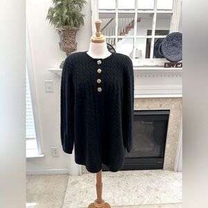 Vintage Lambswool/Angora Black Sweater with Gold Buttons